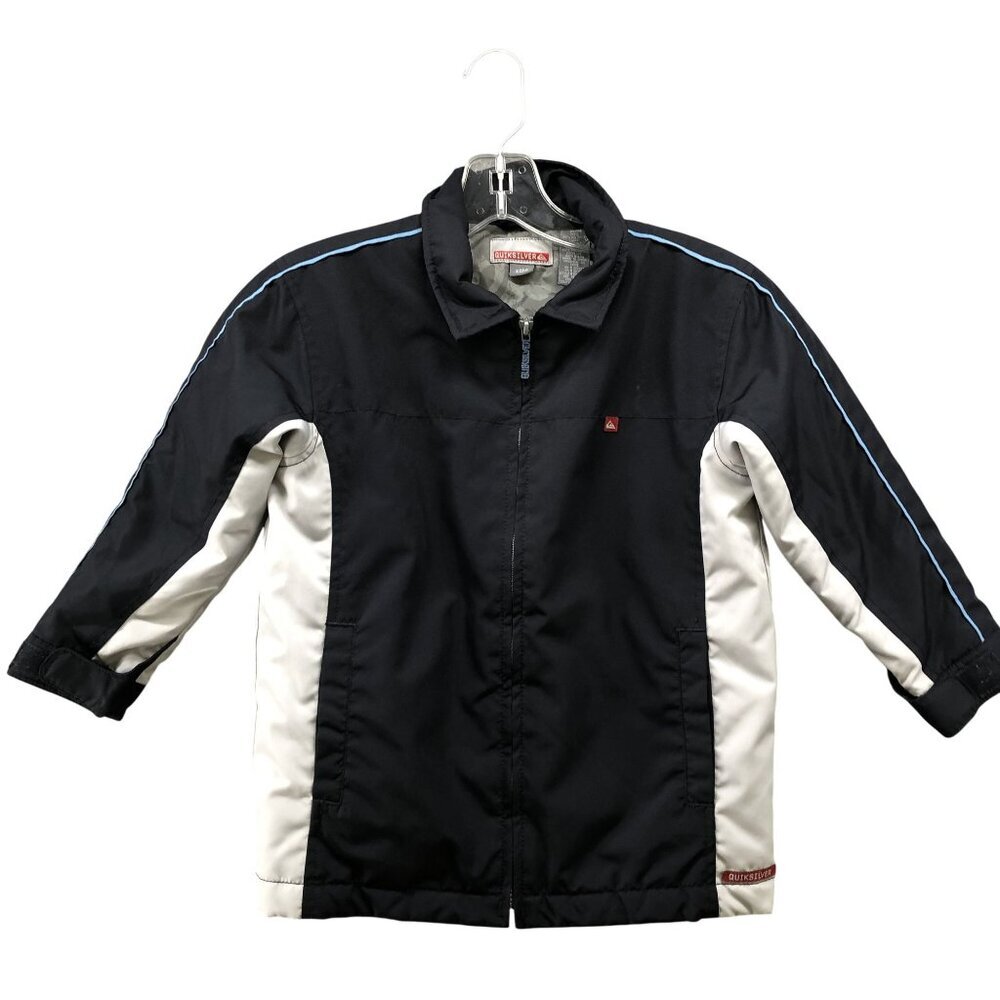VTG Quicksilver‎ Youth Boys M Winter Jacket Insulated Black Gray Zip Collared